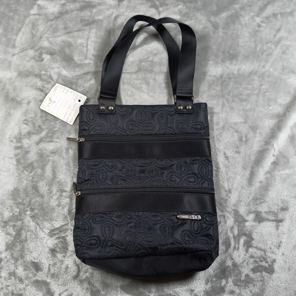 Vintage Timi Leslie Tote Bag Womens Nylon Multi Pocket Travel Embroidered New